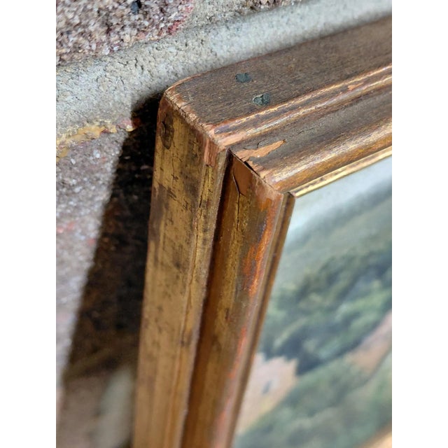 Wood Framed Oil on Board of H. Rossler's "Landscape and Buildings Exterior View" For Sale - Image 7 of 10