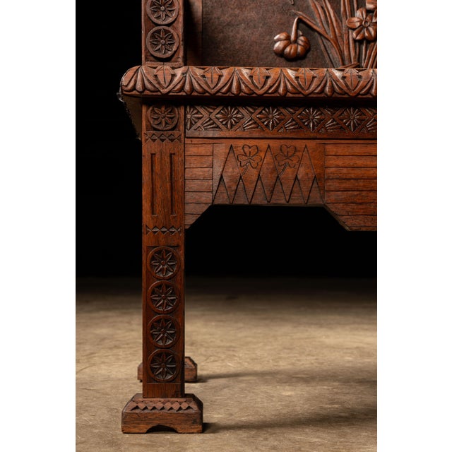 1880 Victorian Carved Mahogany Open-Back Monogram Armchair For Sale - Image 10 of 15