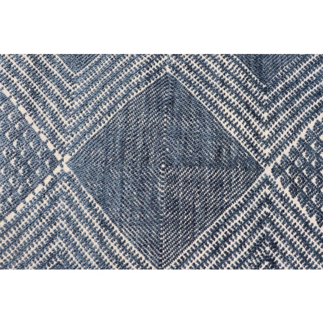 Textile Modern Denim Blue Tribal Area Rug by Keivan Woven Arts, 6' X 9' For Sale - Image 7 of 10
