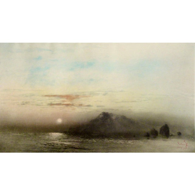 This artwork titled "Sunrise" 1978, is an original color aquatint on rice paper by noted Indian artist Kaiko Moti,...