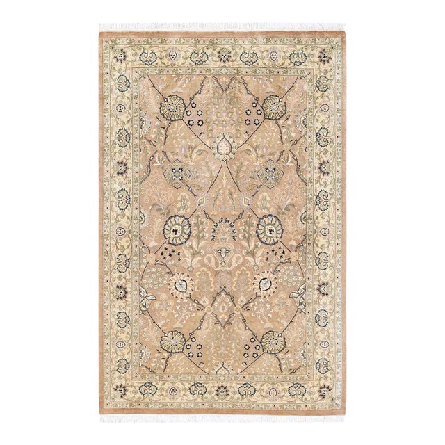 Mogul, One-of-a-Kind Hand-Knotted Area Rug - Beige, 4' 2" x 6' 5" For Sale