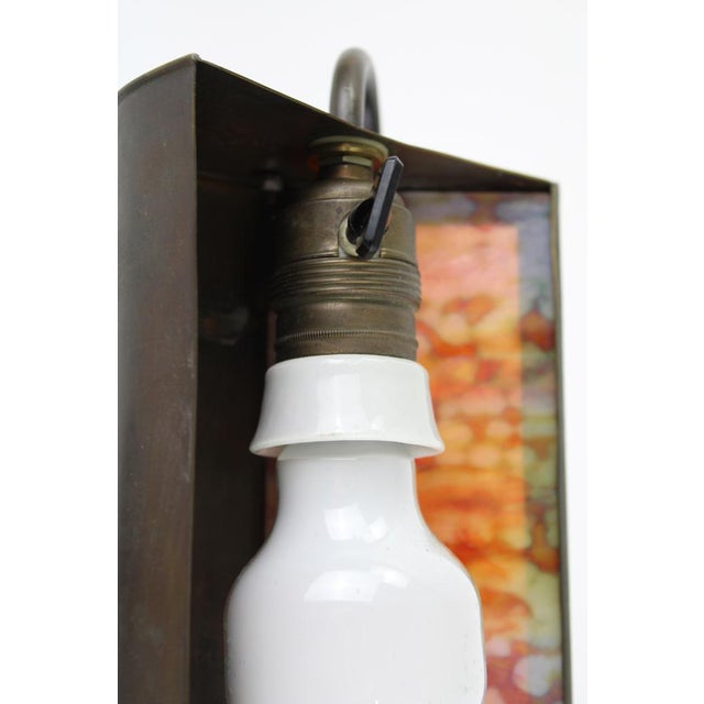 Bankers Lamp in Brass with Colored Glass Insert, 1920s For Sale - Image 14 of 15