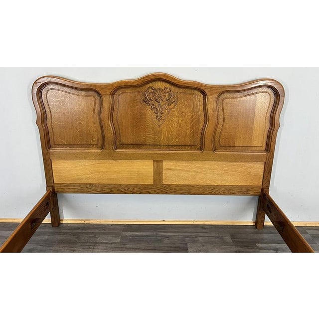 Wood Vintage French Louis XVI Double Bed Frame in Oak For Sale - Image 7 of 11
