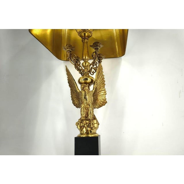 Black Empire Brass Eagle Table Lamp from Lusterie Deknudt, 1970s For Sale - Image 8 of 12