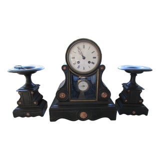Napoleon III Mantelpiece Set of Clock and Cassolettes, Set of 3 For Sale