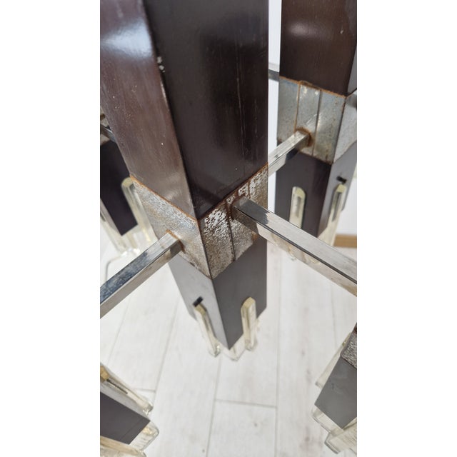 Cubick Chandelier in Chrome Iron and Glass by Gaetano Sciolari for Sciolari, 1960s For Sale - Image 11 of 18
