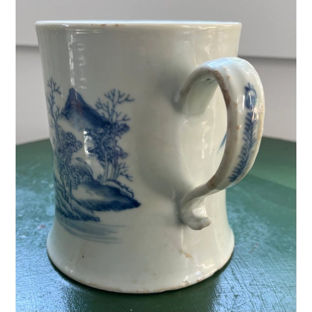 18th Century Antique 18th Century Chinese Kangxi Blue & White Export Porcelain Tankard Mug With Rocky Landscape For Sale - Image 5 of 12
