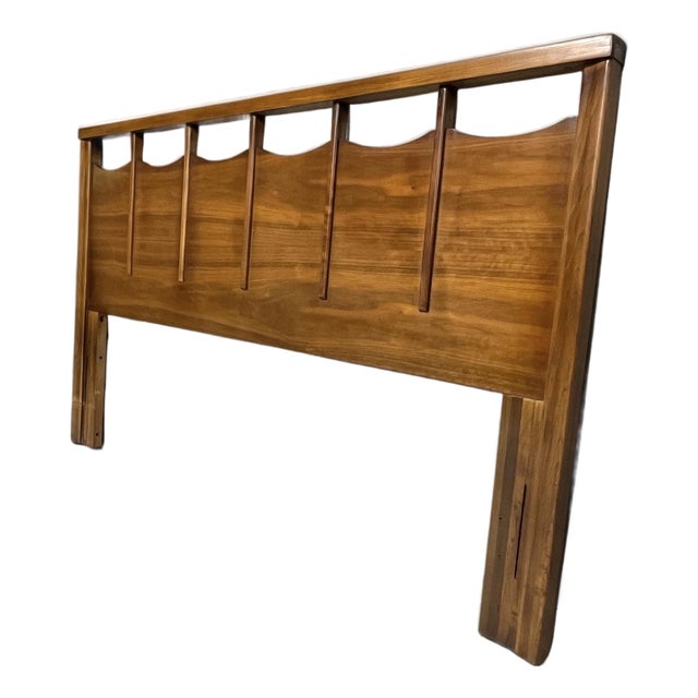 Mid-Century Modern Walnut Queen Bed Headboard by Hoke Wood Products For Sale