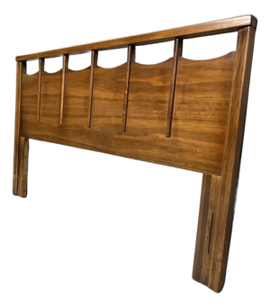 Mid-Century Modern Walnut Queen Bed Headboard by Hoke Wood Products