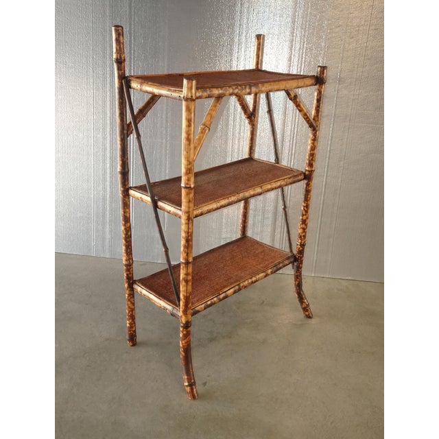 French Country Vintage French Country Coastal Bamboo Rattan Book Shelf For Sale - Image 3 of 17