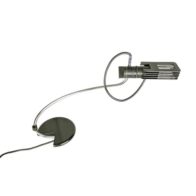 Alogena Adjustable Table Lamp in Black Plastic and Chrome Plated Metal by B. Gecchelin for Oluce, 1970s For Sale - Image 12 of 12