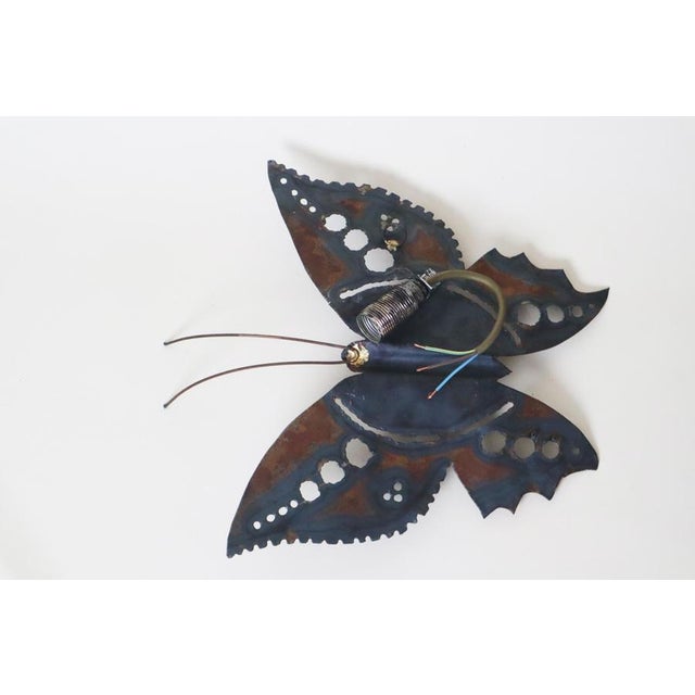 Mid-Century Modern Handcrafted Butterfly Wall Lights in Metal, 1970s, Set of 2 For Sale - Image 3 of 10