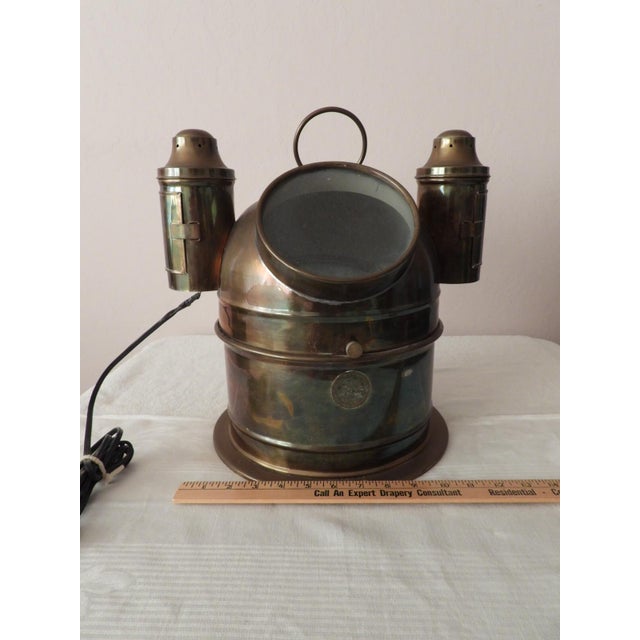 1900s Iver C. Weilbach & Co Solver & Svarrer Copenhagen Brass Binnacle Gimbled Ships Compass For Sale - Image 4 of 8