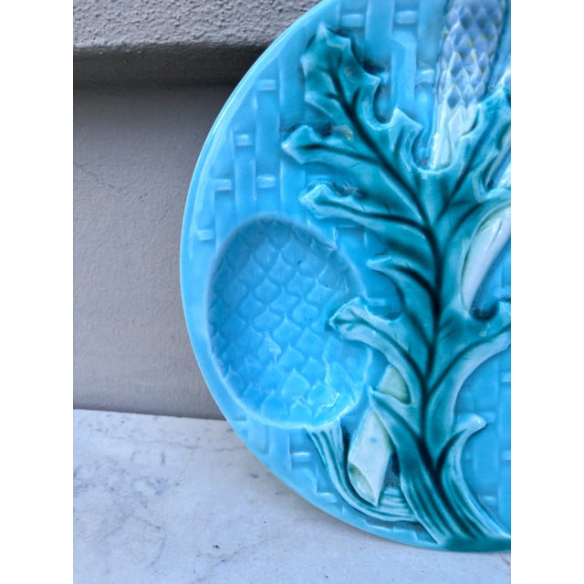 French Country Majolica Asparagus Plate Clairefontaine, Circa 1880 For Sale - Image 3 of 4