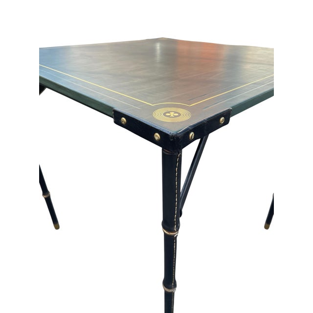 Stitched Leather Game Table from Jacques Adnet, 1950s For Sale - Image 10 of 11