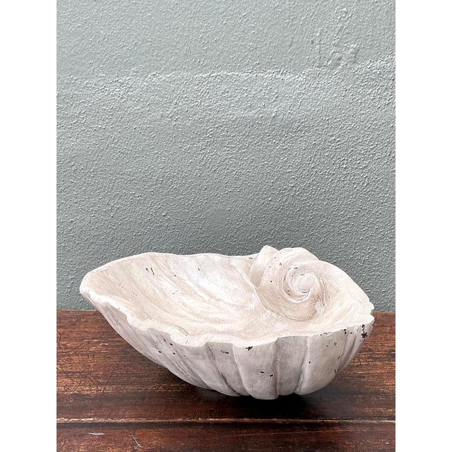 Wood Vintage Italian Carved Wood Shell Bowl For Sale - Image 7 of 12