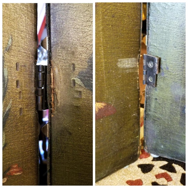 1940s Painted Floral Green Folding Screen For Sale - Image 10 of 18