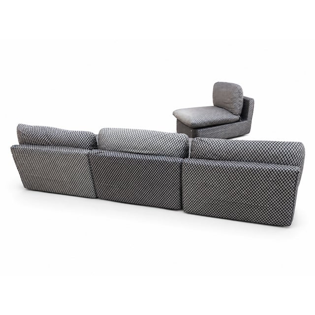 Sofa with a modular system of 3 elements, with an attached armchair. It has not been restored, as the fabric is original...