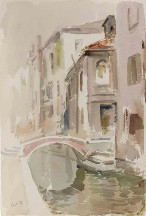 Carlo Ravagnan, View of Venice, Watercolor, 1980