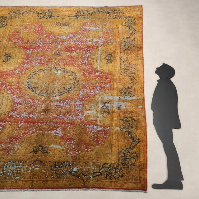 Vintage cotton and wool rug, fine knot, hand-made. This piece is attributed to the mentioned designer/maker. It has no...