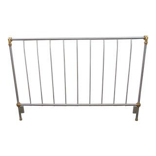 Regency Polished Stainless & Brass Queen Size Headboard For Sale