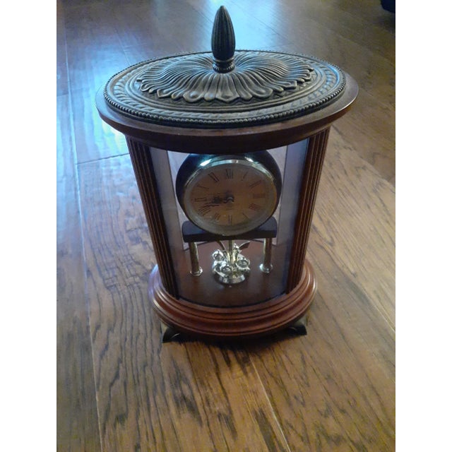 1980s Vintage Bombay Cherry Wood Anniversary Mantle Clock For Sale - Image 5 of 7