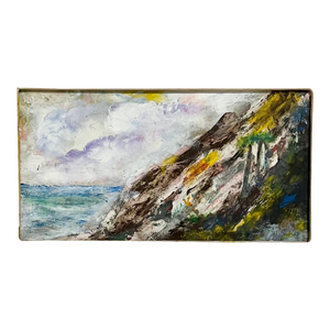 J. James Akston, Modernist Impasto Painting Mountain with Ocean Landscape J. James Akston, 1979