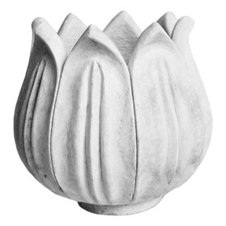 Small Vintage White Marble Tulip Pot For Sale