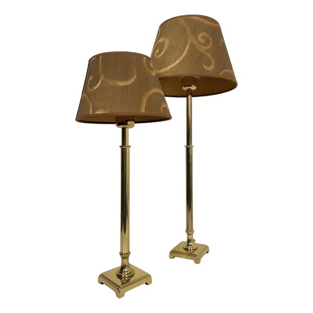 Vintage Brass Table Lamps from Kullmann, the Netherlands, 1970s, Set of 2 For Sale