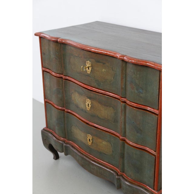Antique Baroque Danish Green Chest of Drawers, 1730s For Sale - Image 6 of 18
