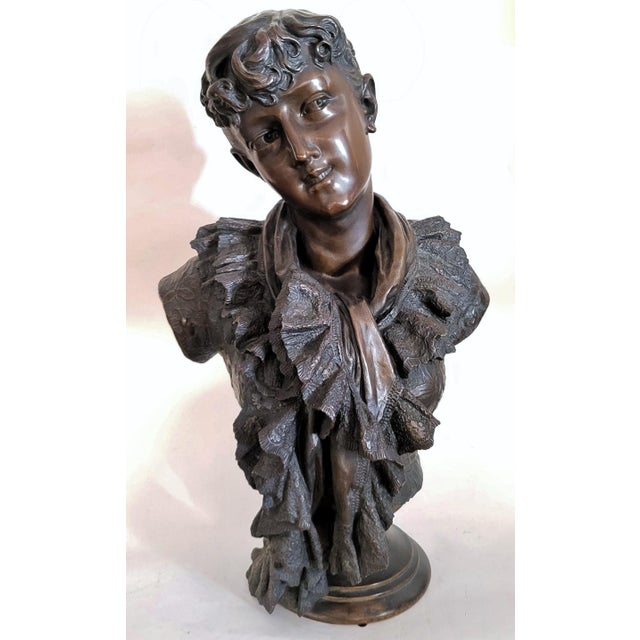 Antique French Lifesize Bronze Bust of a Young Woman by Wagner For Sale - Image 18 of 18