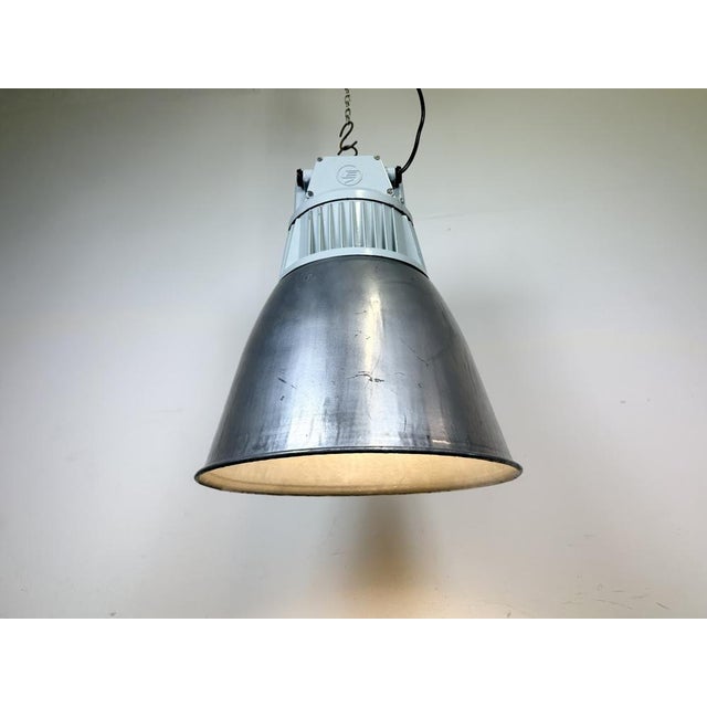 Vintage Industrial Factory Pendant Lamp in Silver from Elektrosvit, 1960s For Sale - Image 17 of 18