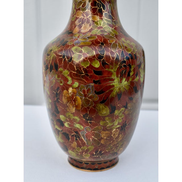 Vtg. Vintage Chinese Cloisonne Enamel Vase For Sale - Image 9 of 13