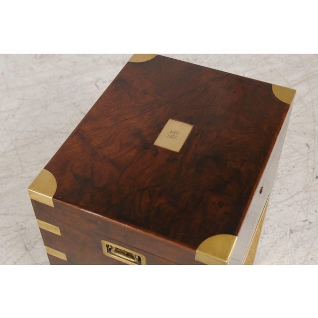 Mid-Century Modern English Vintage Midcentury Mahogany Cellarette on Brass Stand, Lined Inside For Sale - Image 3 of 9