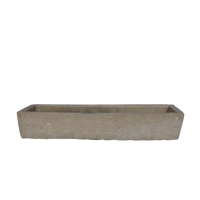 87" Inch Long Hand Chiseled Stone Trough 66 For Sale