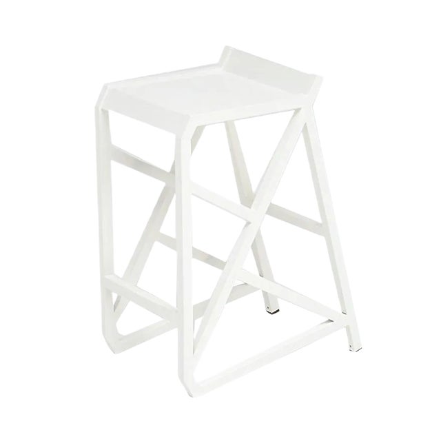 Walk the Line White Stool by Deevie Vermetten for Fermetti Atelier Belge, 2012 For Sale