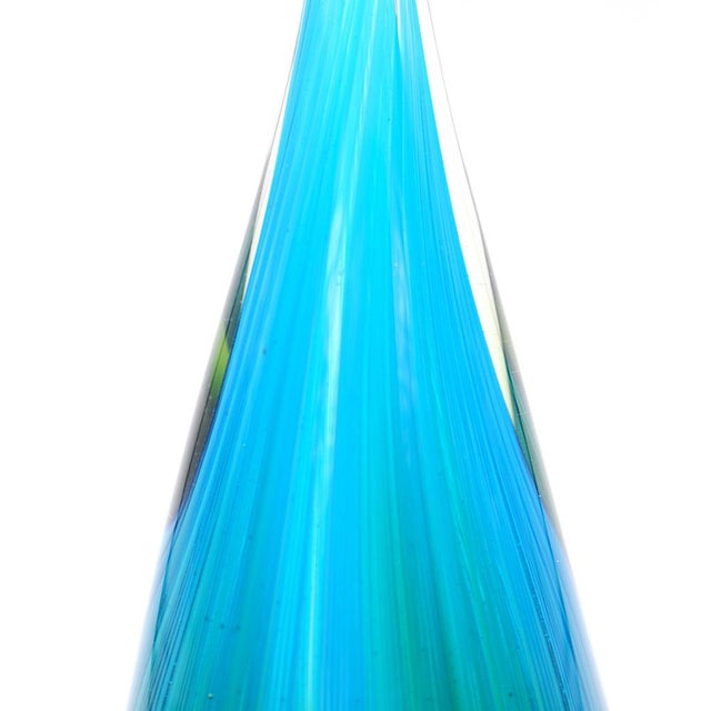 Art Glass Sculpture in the Shape of a Teardrop in Shades of Blue and Green by Flavio Poli For Sale - Image 6 of 10