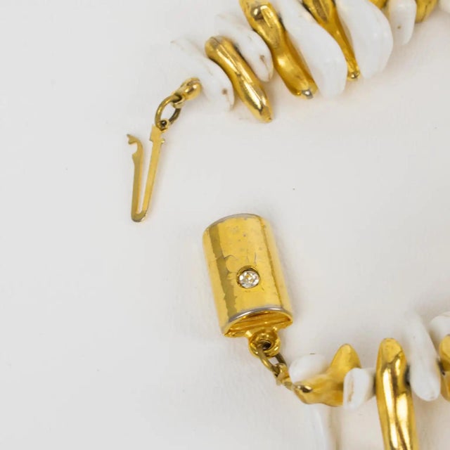 Ugo Correani Gold and White Choker Necklace with Jeweled Medallion For Sale - Image 13 of 13