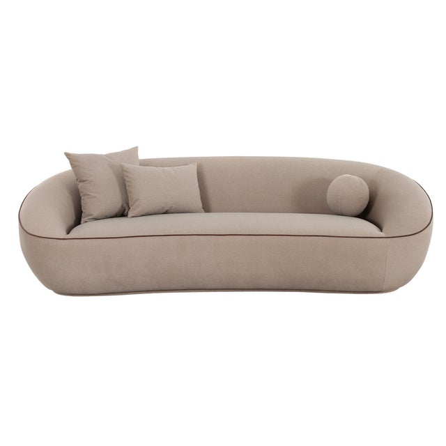 Jenny Taupe Faux Mohair Sofa For Sale - Image 4 of 8