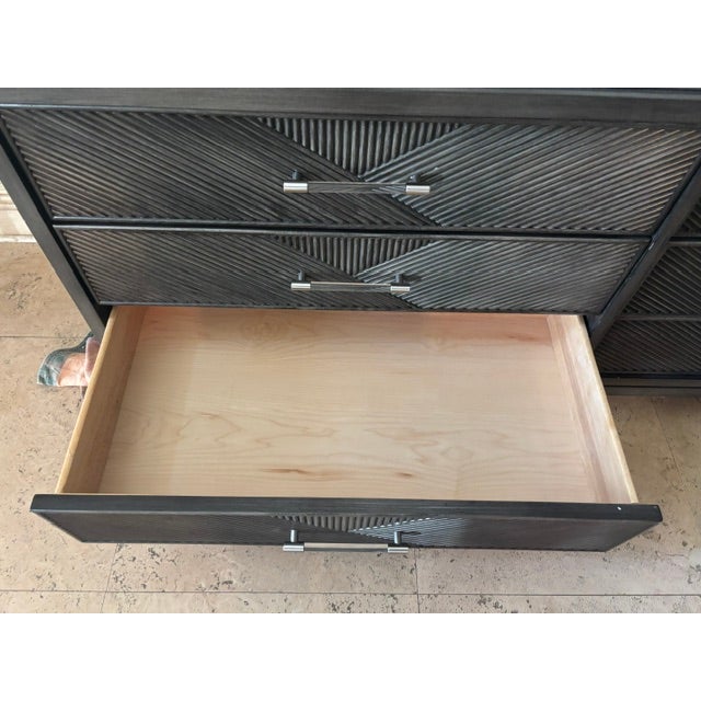 Vanguard Modern Charcoal Textured Three-Drawer Console Credenza For Sale - Image 10 of 12