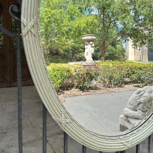 Antique French Louis XVI Neoclassical Painted Oval Mirror For Sale - Image 9 of 12