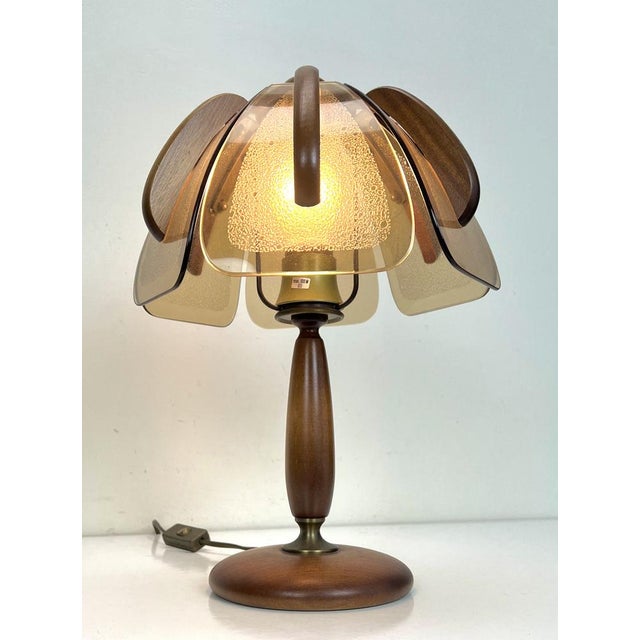 1960s Teak and Amber Glass Table Lamp from Hustadt Leuchten, 1960s For Sale - Image 5 of 18
