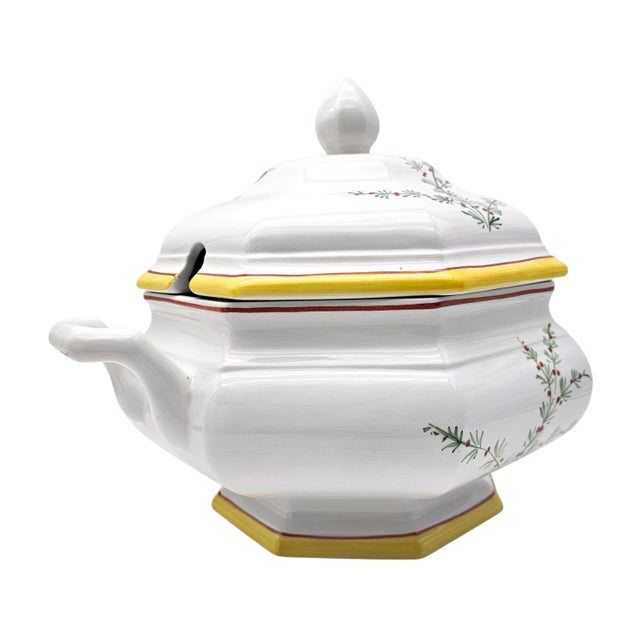 Late 20th Century Italian Hand-Painted Octagonal Floral Soup Tureen Set For Sale - Image 17 of 18