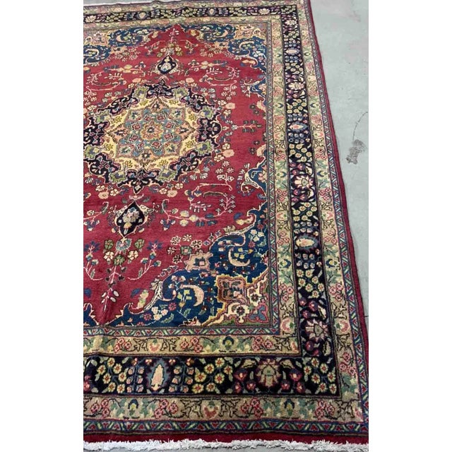 Traditional 1950s Handmade Vintage Persian Mashad Rug For Sale - Image 3 of 7