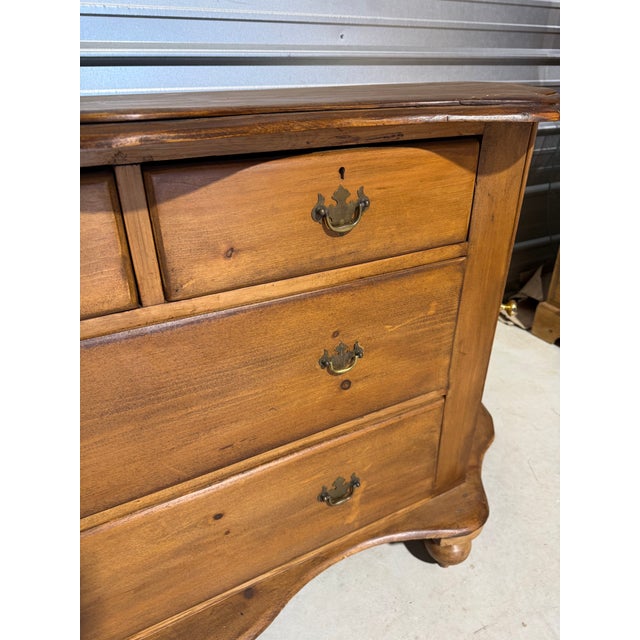 Tan Antique Pine Serpentine Sideboard With Drawers and Cabinet Storage From England For Sale - Image 8 of 18