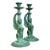 Vintage Patinated Metal Winged Sphinx Candelabras - Pair For Sale