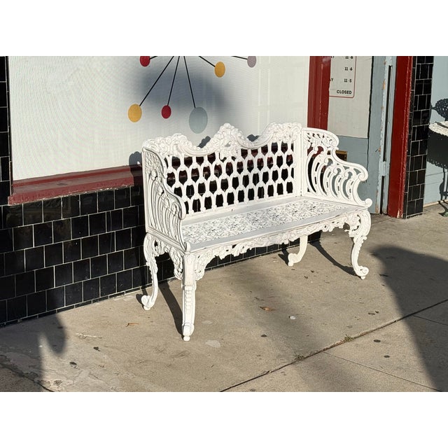 Vintage Cast Aluminum Outdoor Bench For Sale In Los Angeles - Image 6 of 10