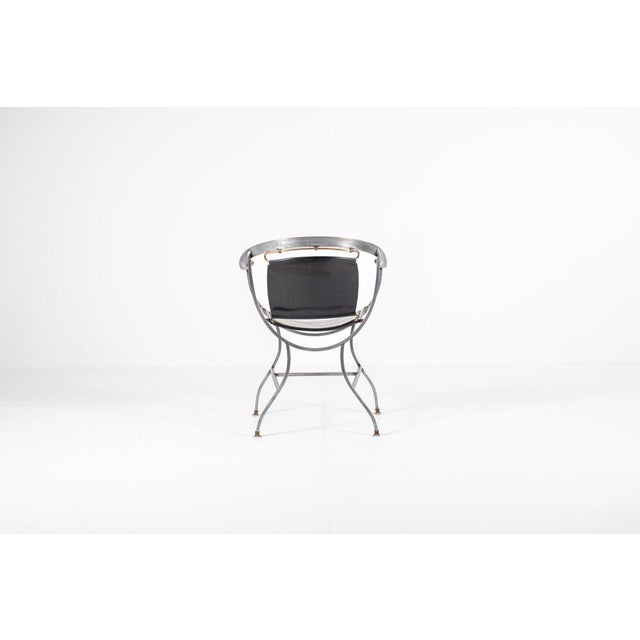 Postmodern Pompei Armchair in Bronze and Black Leather by Alberto Orlandi, 1980s For Sale - Image 3 of 12