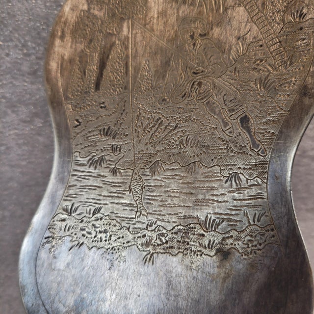 Serving Shovel with Engraved Pescador in Silver Plate, France For Sale - Image 10 of 12