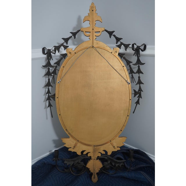 Pair of Baroque-Style Toleware Metal and Giltwood Mirrors With Sconces For Sale - Image 13 of 13